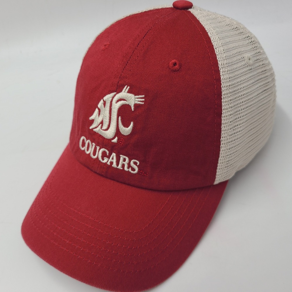 Washington State Cougars Hat Snapback Trucker Mesh Captivating Red Beige NCAA